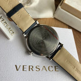 Versace Menifesto Quartz Blue Dial Blue Leather Strap Watch For Men - VBQ01017 Buy Now By Versace
