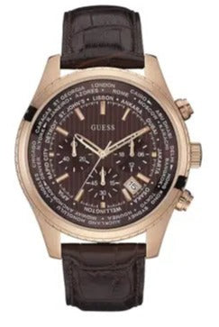 Guess Pursuit Chronograph Brown Dial Brown Leather Strap Watch for Men - W0500G3 Buy Now By Guess