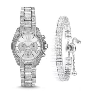 Michael Kors Mini Bradshaw Crystals Silver Dial Silver Steel Strap Watch For Women - MK6454 Buy Now By Michael Kors