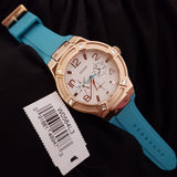 Guess Jet Setter White Dial Turquoise Silicone Strap Watch For Women - W0564L3 Buy Now By Guess