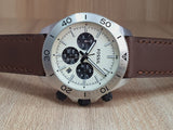 Fossil Retro Traveler Chronograph White Dial Brown Leather Strap Watch for Men - CH2886 Buy Now By Fossil