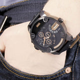 Diesel Little Daddy Chronograph Black Dial Black Leather Strap Watch For Men - DZ7291 Buy Now By Diesel