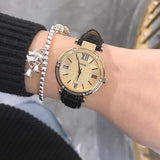 Guess Park Avenue Quartz Gold Dial Black Leather Strap Watch For Women - W0838L1 Buy Now By Guess