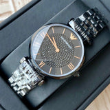 Emporio Armani Gianni T Bar All Black Diamond Dial Watch For Women - AR11245 Buy Now By Emporio Armani