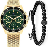 Tommy Hilfiger Jordan Chronograph Green Dial Gold Mesh Strap Watch For Men - 1792093 Buy Now By Tommy Hilfiger