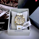 Guess Queen Quartz Gold Dial White Silicone Strap Watch For Women - GW0536L2 Buy Now By Guess