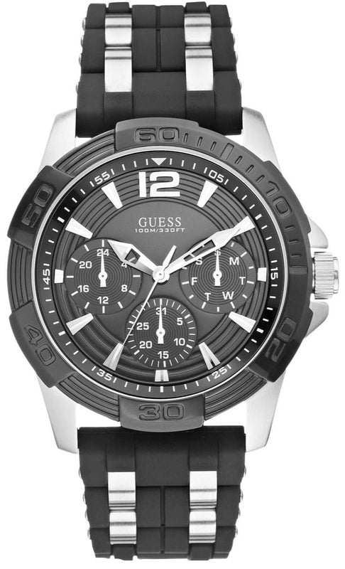 Guess Oasis Black Dial Black Rubber Strap Watch for Men - W0366G1 Buy Now By Guess
