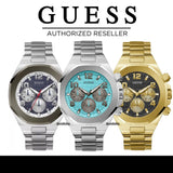 Guess Empire Chronograph Quartz Sky Blue Dial Silver Steel Strap Watch For Men - GW0489G3 Buy Now By Guess