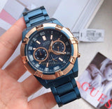 Guess Jolt Analog Blue Dial Blue Steel Strap Watch for Men - W0377G4 Buy Now By Guess