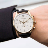 Emporio Armani Classic Chronograph White Dial Black Leather Strap Watch For Men - AR1892 Buy Now By Emporio Armani