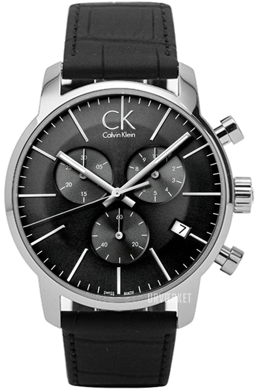 Calvin Klein City Chronograph Black Dial Black Leather Strap Watch for Men - K2G271C3 Buy Now By Calvin Klein