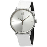 Calvin Klein Accent Silver Dial White Leather Strap Watch for Women - K2Y2Y1KW Buy Now By Calvin Klein