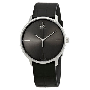 Calvin Klein Accent Black Dial Black Leather Strap Watch for Men - K2Y2X1C3 Buy Now By Calvin Klein