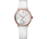 Calvin Klein Accent Silver Dial White Leather Strap Watch for Women - K2Y216K6 Buy Now By Calvin Klein