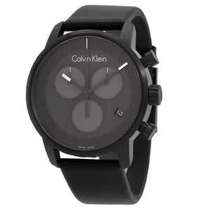 Calvin Klein City Chronograph Grey Dial Black Leather Strap Watch for Men - K2G177C3 Buy Now By Calvin Klein