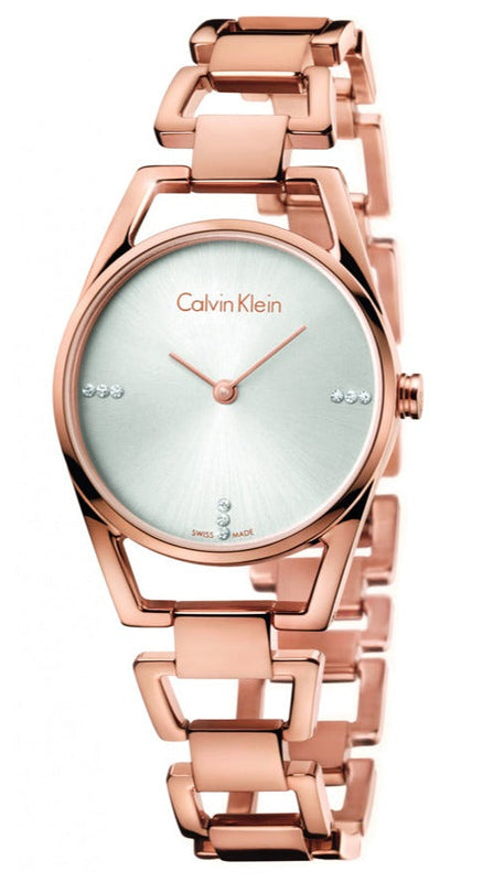 Calvin Klein Dainty Diamonds Silver Dial Rose Gold Steel Strap Watch for Women - K7L2364T Buy Now By Calvin Klein