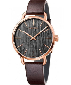 Calvin Klein Even Grey Dial Brown Leather Strap Watch for Women - K7B216G3 Buy Now By Calvin Klein