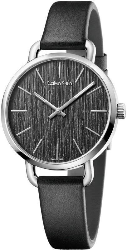 Calvin Klein Even Black Dial Black Leather Strap Watch for Women - K7B231C1 Buy Now By Calvin Klein