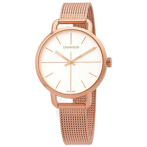 Calvin Klein Even White Dial Rose Gold Mesh Bracelet Watch for Women - K7B23626 Buy Now By Calvin Klein