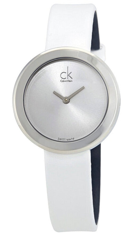Calvin Klein Firm Silver Dial White Leather Strap Watch for Women - K3N231L6 Buy Now By Calvin Klein