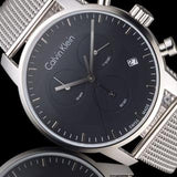 Calvin Klein City Chronograph Black Dial Silver Mesh Bracelet Watch for Men - K2G27121 Buy Now By Calvin Klein