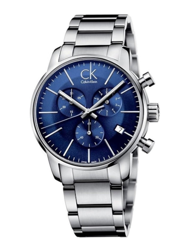 Calvin Klein City Chronograph Blue Dial Silver Steel Strap Watch for Men - K2G2714N Buy Now By Calvin Klein