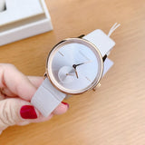Calvin Klein Accent Silver Dial White Leather Strap Watch for Women - K2Y236K6 Buy Now By Calvin Klein