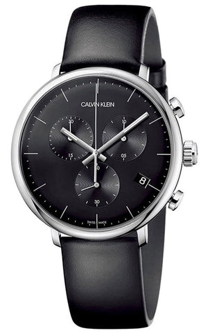Calvin Klein High Noon Chronograph Black Dial Black Leather Strap Watch for Men - K8M271C1 Buy Now By Calvin Klein
