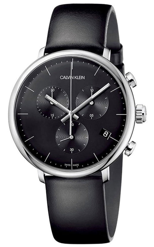 Calvin Klein High Noon Chronograph Black Dial Black Leather Strap Watch for Men - K8M271C1 Buy Now By Calvin Klein