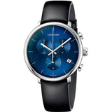 Calvin Klein High Noon Chronograph Blue Dial Black Leather Strap Watch for Men - K8M271CN Buy Now By Calvin Klein