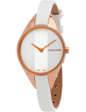 Calvin Klein Rebel White Grey Dial White Leather Strap Watch for Women - K8P236L6 Buy Now By Calvin Klein