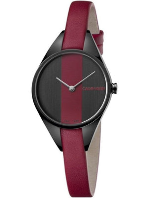 Calvin Klein Rebel Red Black Dial Red Leather Strap Watch for Women - K8P237U1 Buy Now By Calvin Klein