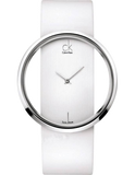 Calvin Klein Glam Transparent Dial White Leather Strap Watch for Women - K9423101 Buy Now By Calvin Klein
