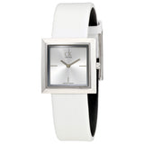 Calvin Klein Mark Silver Dial White Leather Strap Watch for Women - K3R231L6 Buy Now By Calvin Klein