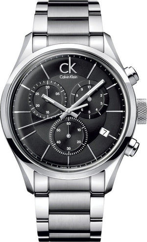 Calvin Klein Masculine Chronograph Black Dial Silver Steel Strap Watch for Men - K2H27104 Buy Now By Calvin Klein