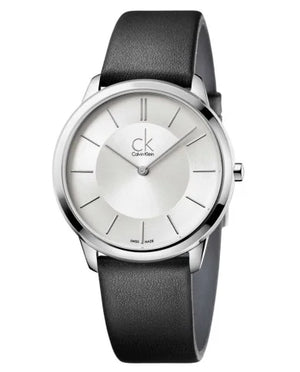 Calvin Klein Minimalist White Dial Black Leather Strap Watch for Men - K3M211C6 Buy Now By Calvin Klein