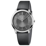 Calvin Klein Minimal Grey Dial Black Leather Strap Watch for Men - K3M221C4 Buy Now By Calvin Klein