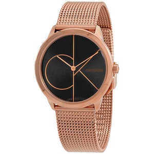 Calvin Klein Minimal Black Dial Rose Gold Mesh Bracelet Watch for Men - K3M22621 Buy Now By Calvin Klein