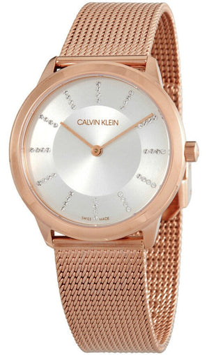 Calvin Klein Minimal White Dial Rose Gold Mesh Bracelet Watch for Women - K3M22Y2X Buy Now By Calvin Klein