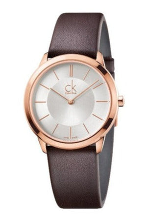 Calvin Klein Minimal White Dial Brown Leather Strap Watch for Men - K3M216G6 Buy Now By Calvin Klein
