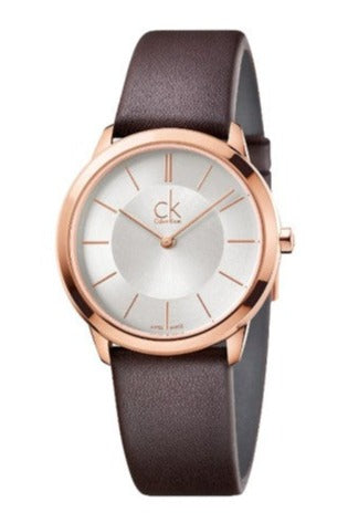 Calvin Klein Minimal White Dial Brown Leather Strap Watch for Men - K3M216G6 Buy Now By Calvin Klein