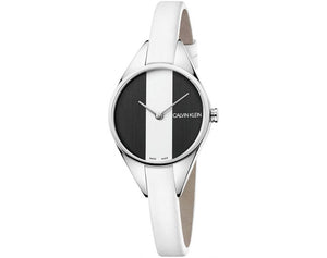 Calvin Klein Rebel White Black Dial White Leather Strap Watch for Women - K8P231L1 Buy Now By Calvin Klein