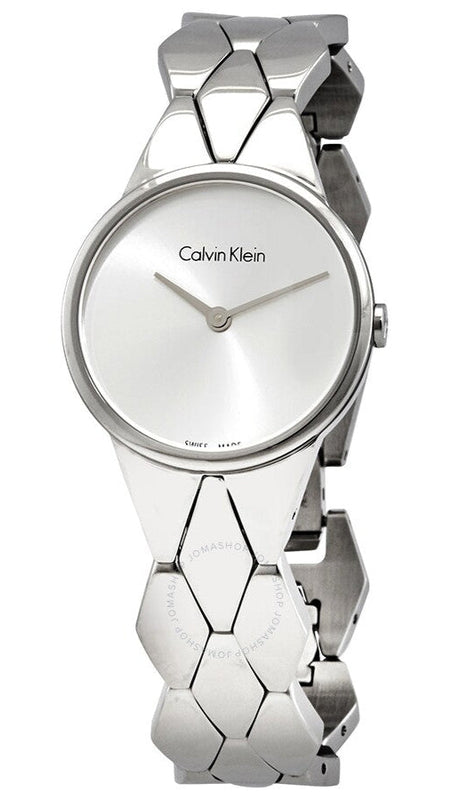 Calvin Klein Snake Silver Dial Silver Steel Strap Watch For Women - K6E23146 Buy Now By Calvin Klein