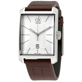 Calvin Klein Window Silver Dial Brown Leather Strap Watch for Men - K2M21126 Buy Now By Calvin Klein