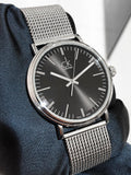 Calvin Klein Surround Black Dial Silver Mesh Bracelet Watch for Men - K3W21121 Buy Now By Calvin Klein