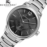 Burberry The Classic Round Black Dial Silver Steel Strap Watch for Men - BU10005 Buy Now By Burberry