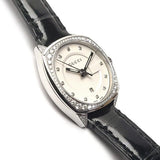 Gucci GG2570 Diamonds Silver Dial Black Leather Strap Watch For Women - YA142507 Buy Now By Gucci