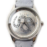Gucci G Timeless Automatic Mother of Pearl Dial Blue Leather Strap Watch For Women - YA1264113 Buy Now By Gucci