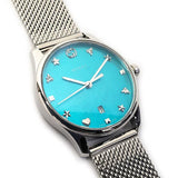 Gucci G-Timeless Turquoise Mother of Pearl Dial Silver Mesh Bracelet Watch For Women - YA126582 Buy Now By Gucci