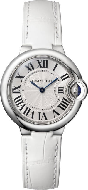Cartier Ballon Bleu De Cartier Silver Dial White Leather Strap Watch for Women - W6920086 Buy Now By Cartier